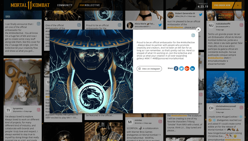 Mortal-Kombat- Instagram Widget on website