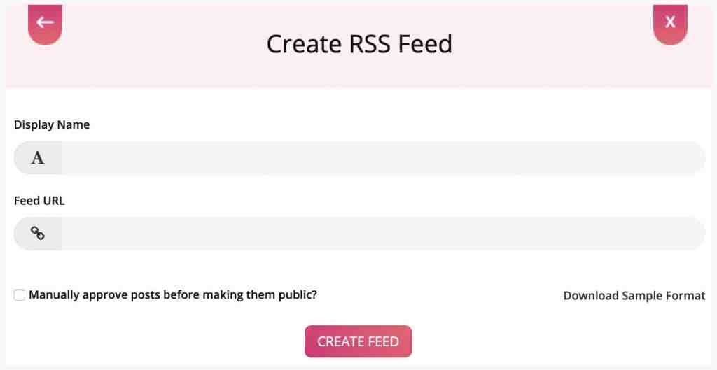 setting up an rss feed for a website