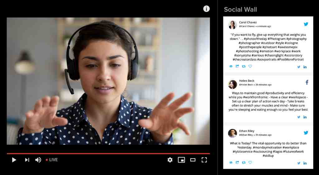 youtube live with social media wall