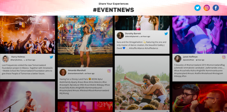 mur de médias sociaux pour un événement