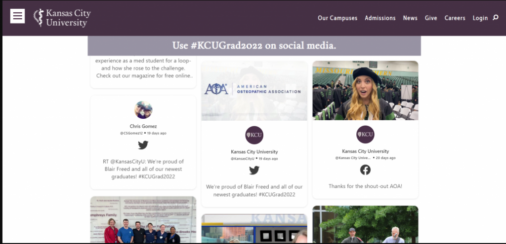 social media wall for university