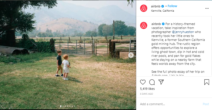 Airbnb: Reposting UGC on Instagram