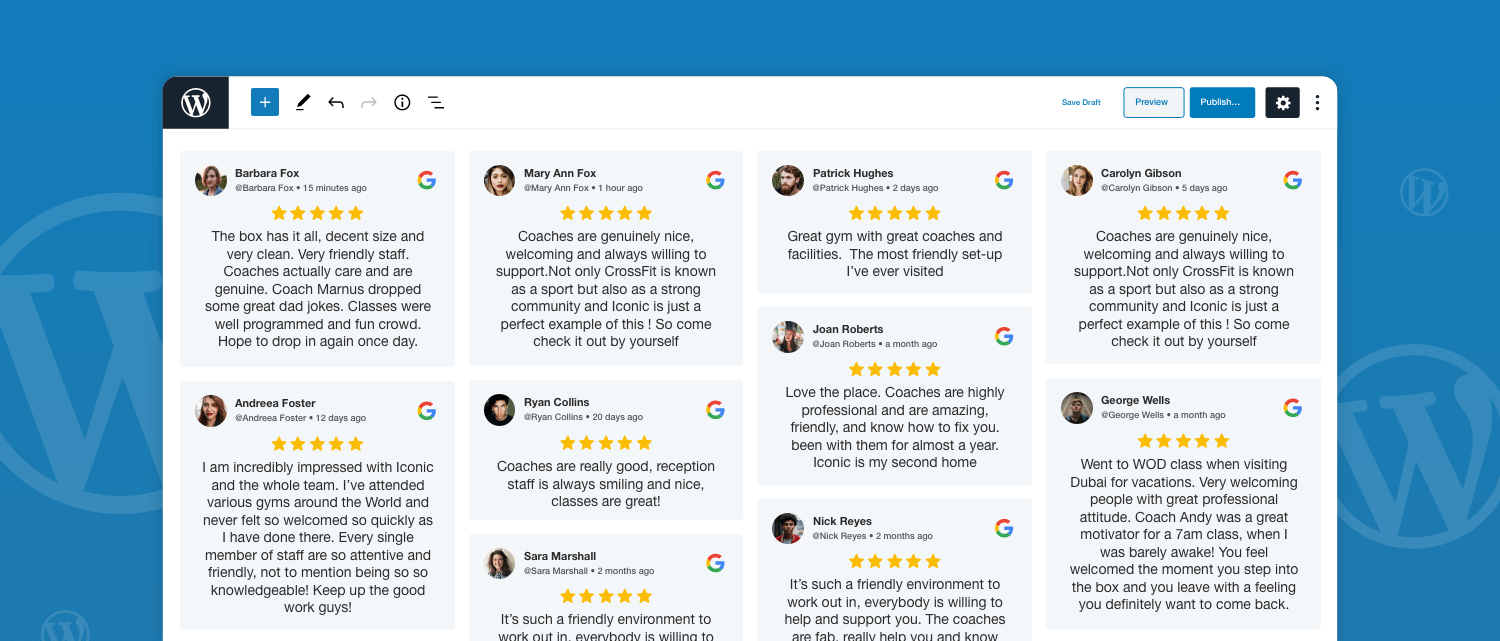 Google Reviews On WordPress