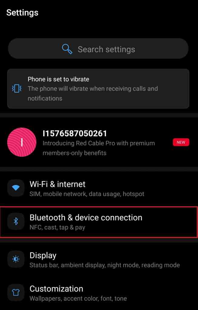 Choose Bluetooth Option