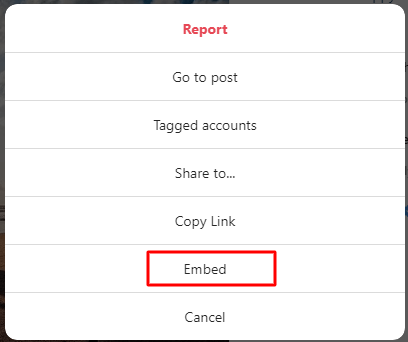 Select Embed Option