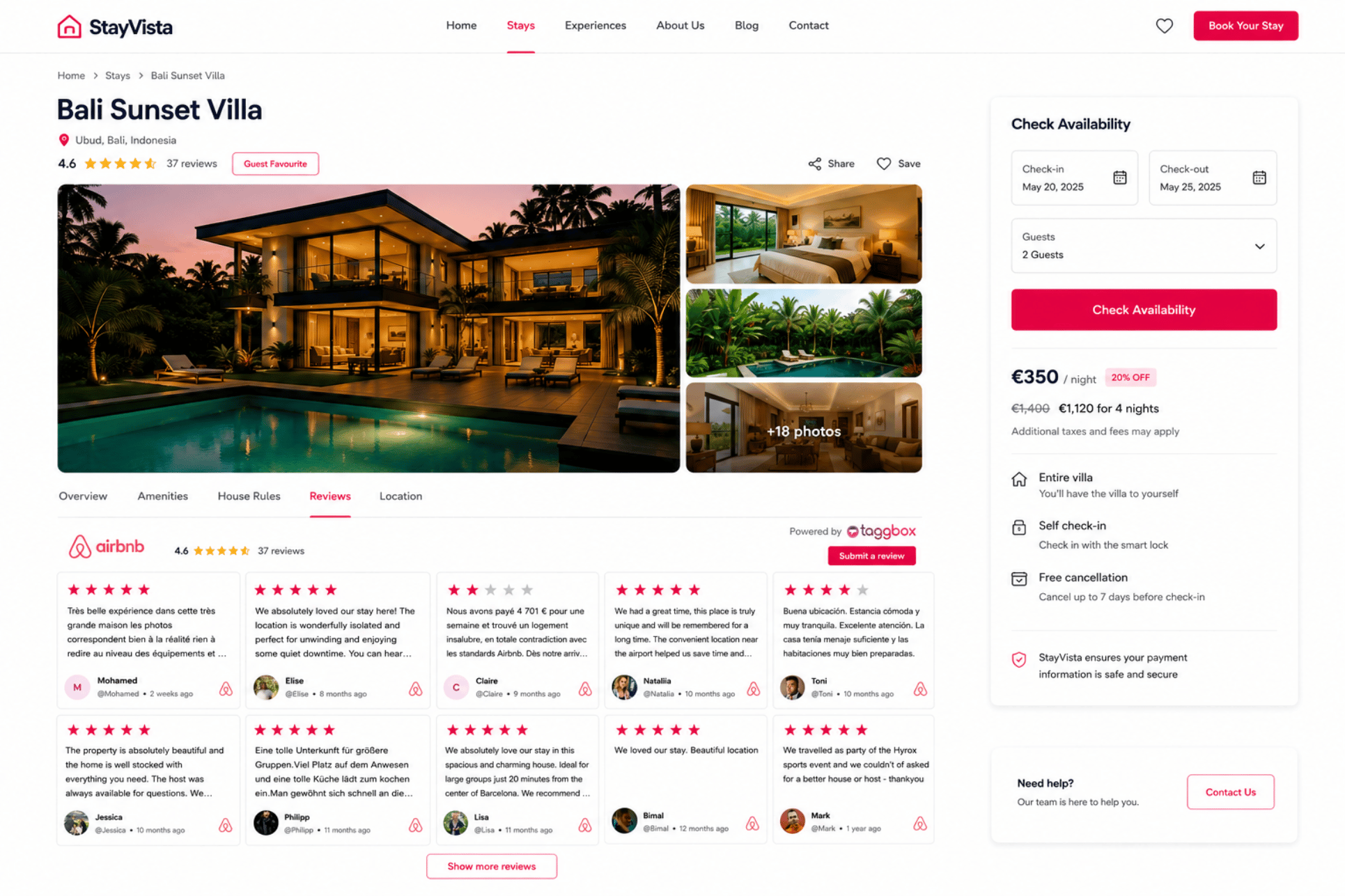 embed Airbnb reviews on wordpress website