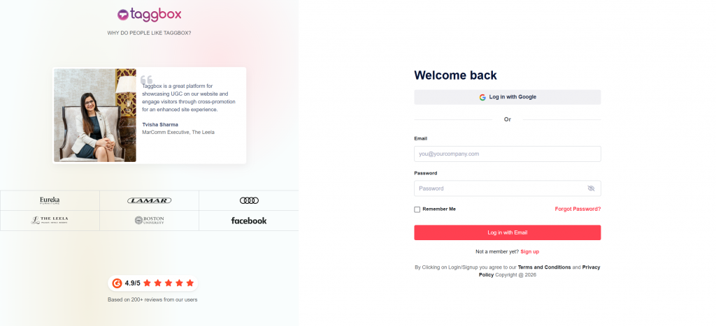 Create Your Taggbox Account