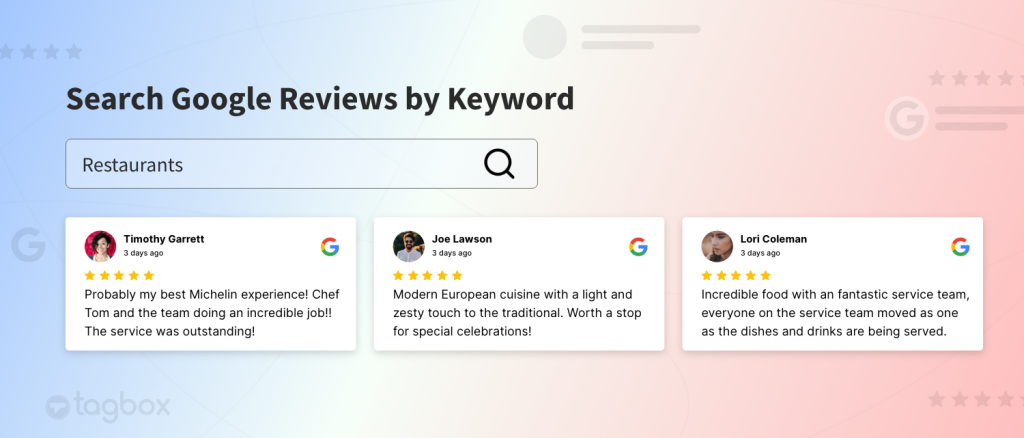 zoek Google-recensies op ketword