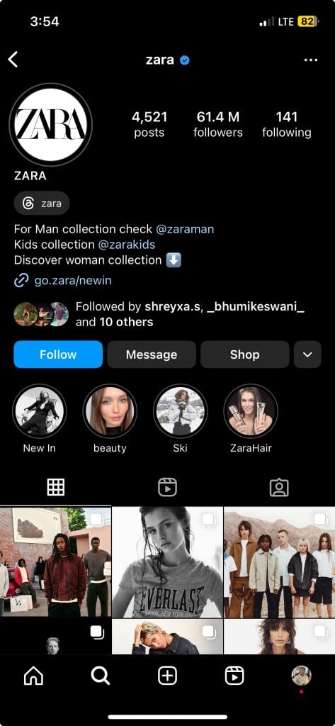link post profilo instagram