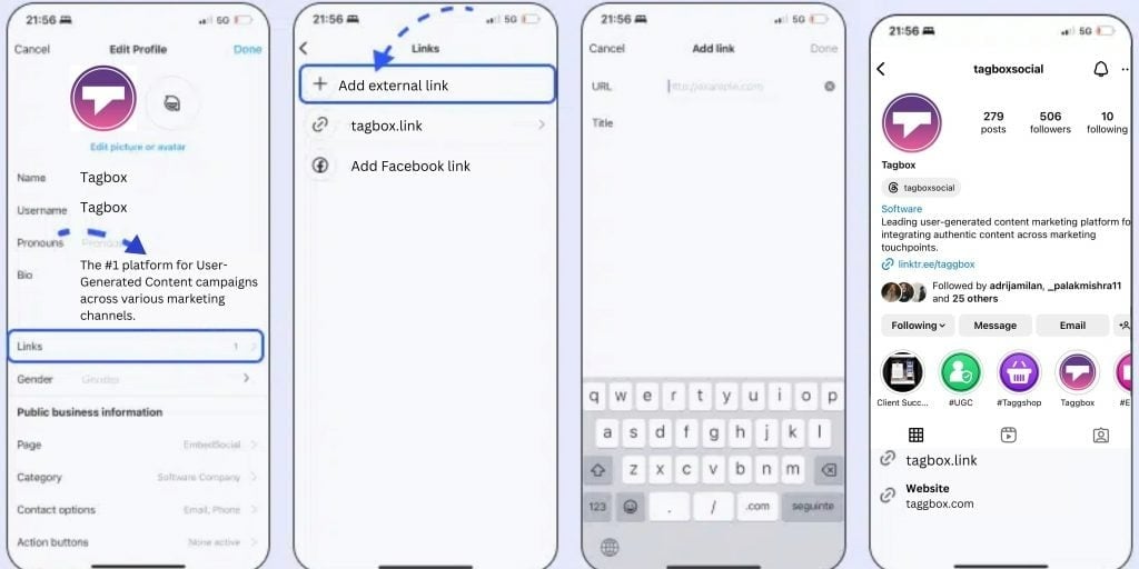 Veröffentliche einen Link in deiner Instagram-Bio