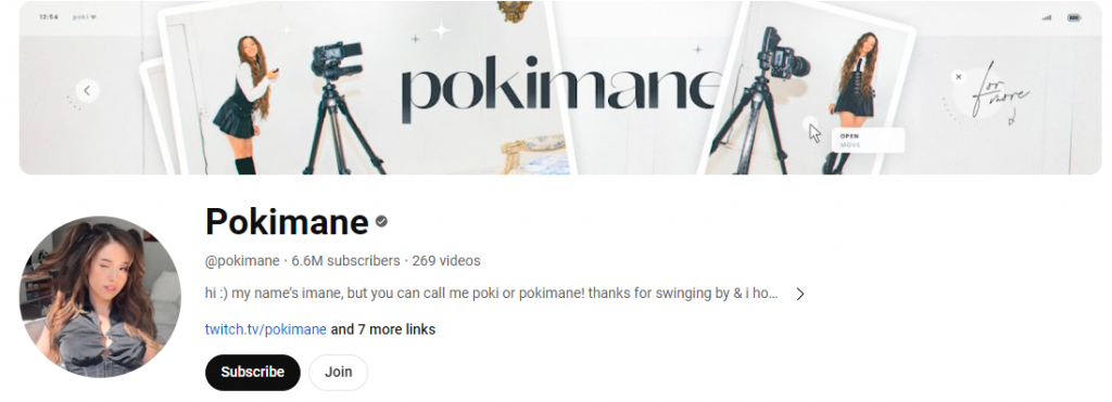 Pokimane - gaming influencer on youtube