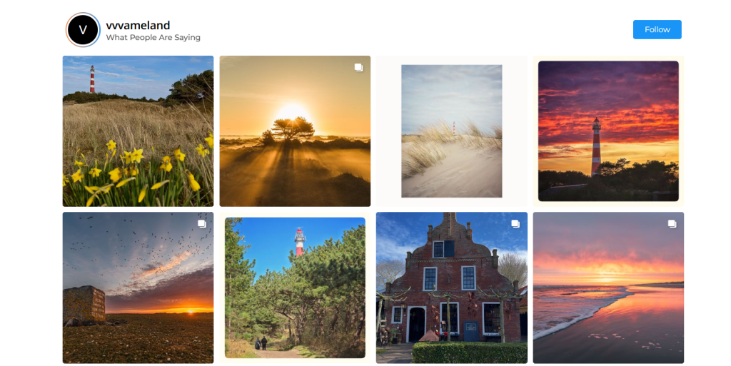 widget de feed de hashtag do instagram - VVV Ameland