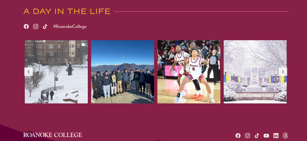 Incorpore gratuitamente o feed de hashtags do Instagram - Roanoke College