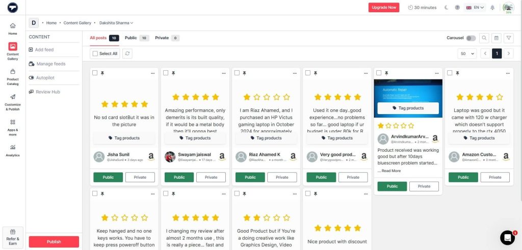 display amazon reviews on website