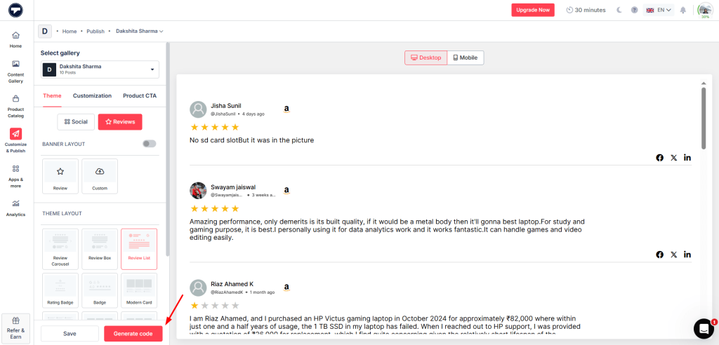 amazon reviews on my website