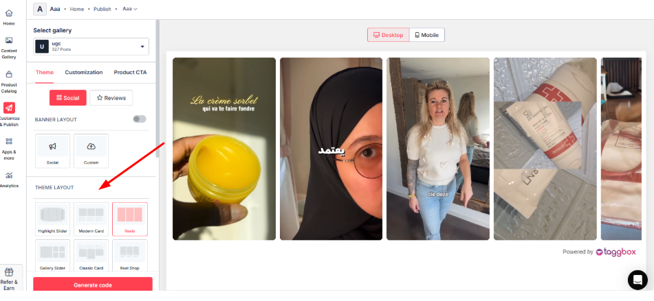 Wähle ein Design für den Instagram-Feed