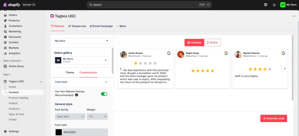 Passen Sie Ihre Google-Bewertungsgalerie an