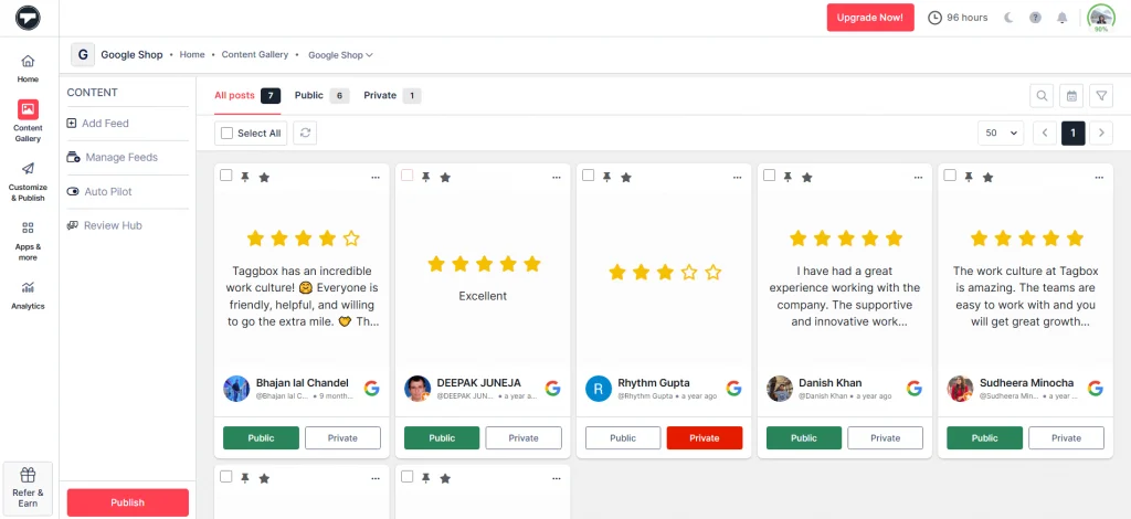 Google reviews widget