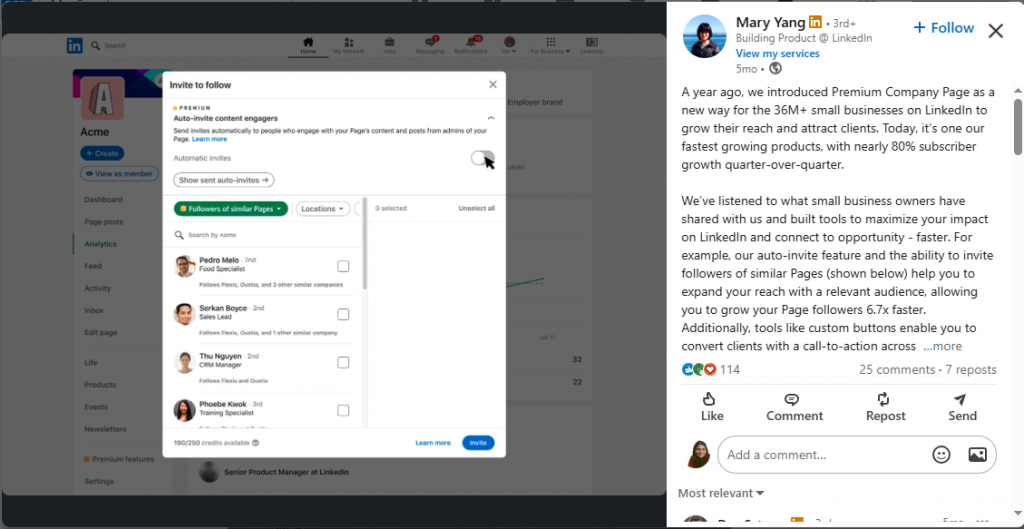 new updates in premium company page