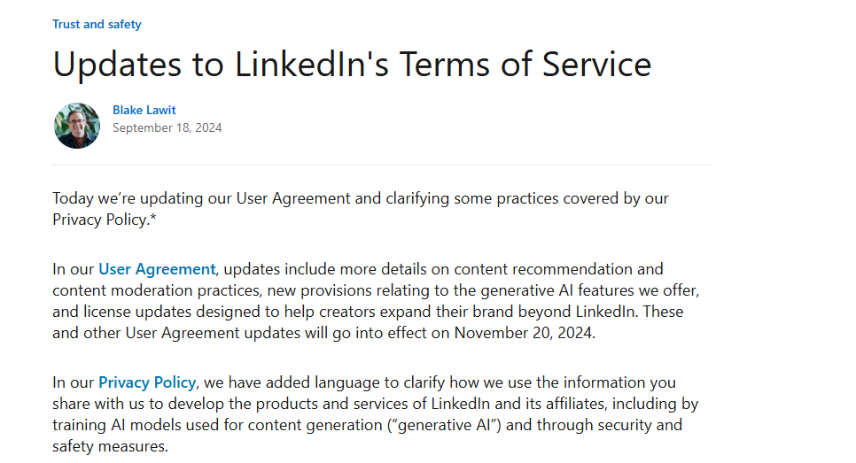 updated linkedin terms of service