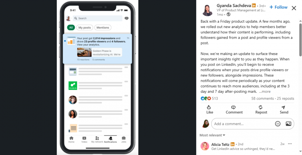 profile engagement notification
