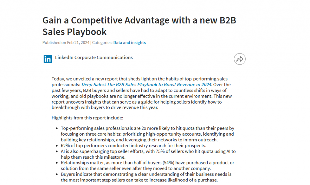 new linkedin sales resource for b2b