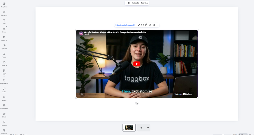 embed a youtube video in canva