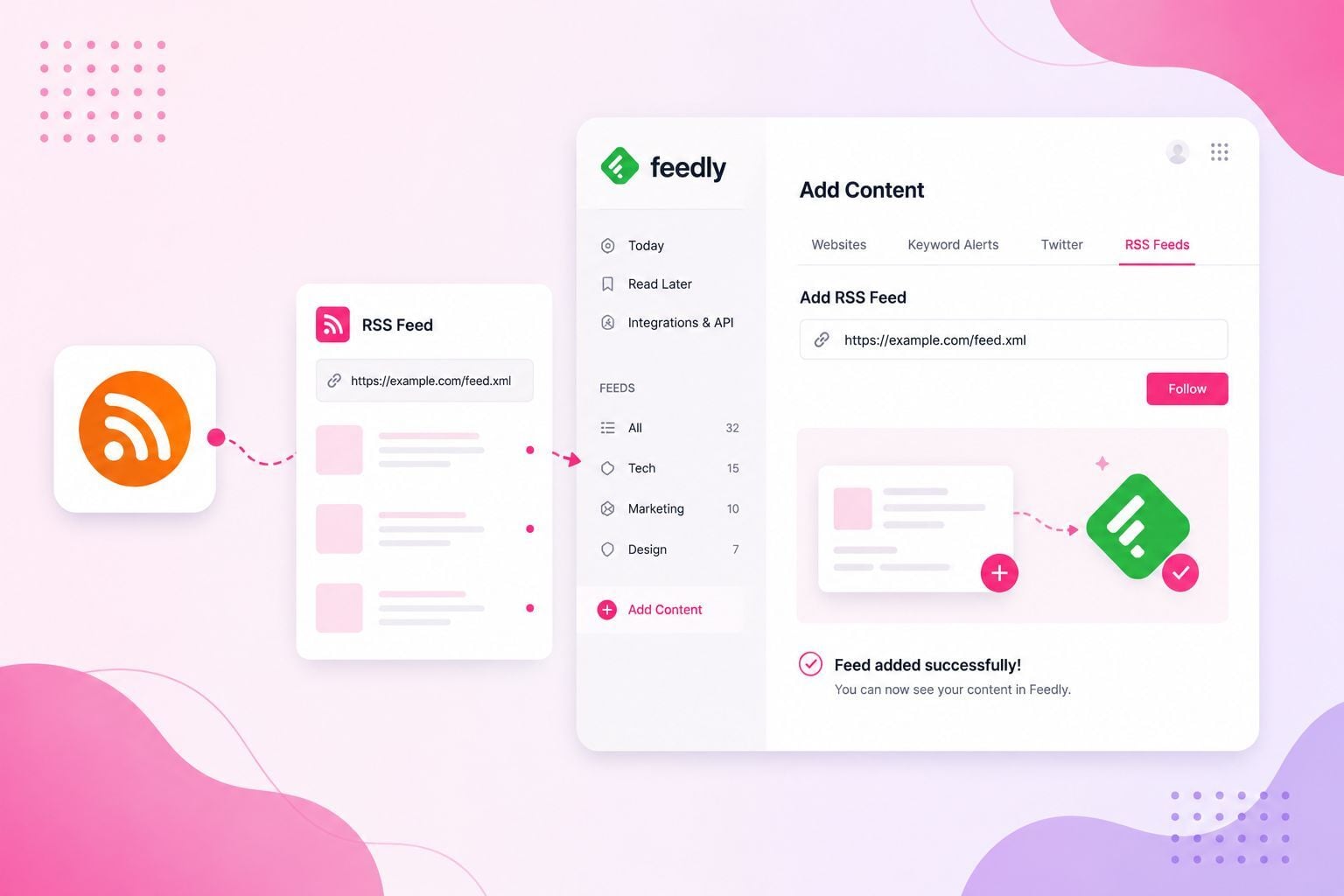 How to add RSS feed to Feedly