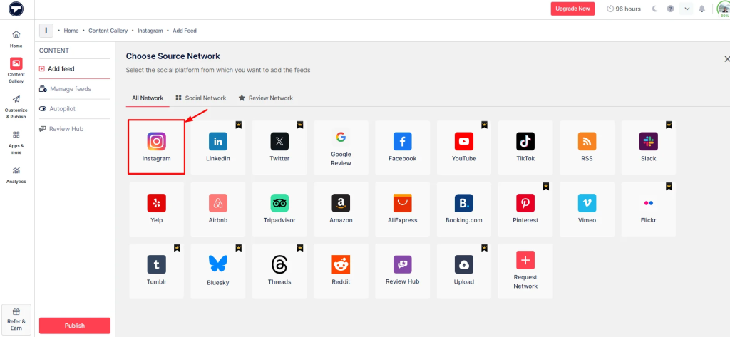 select source as instagram