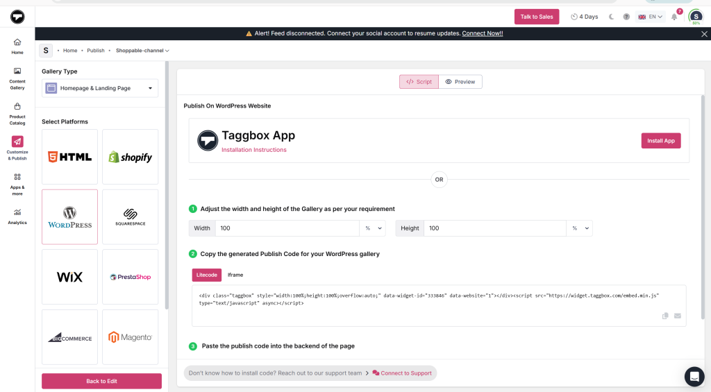 Generate the Embed Code
