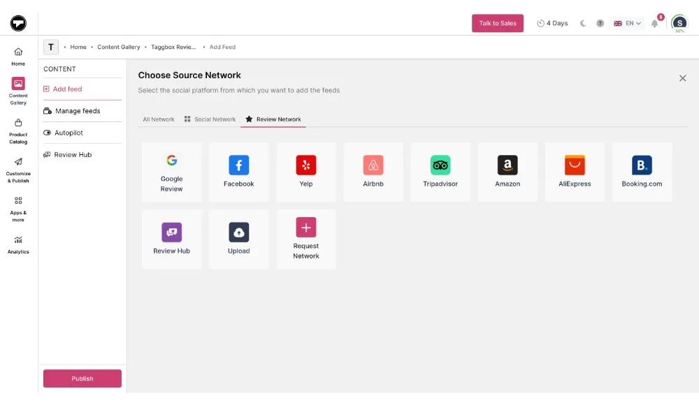 Taggbox Review Widget Dashboard