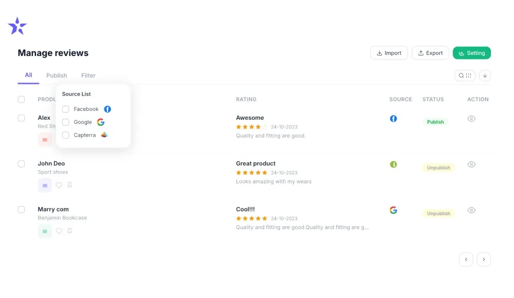 WiserReview-Manage Reviews