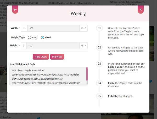 social wall for weebly