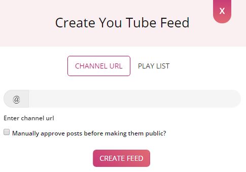 Create youtube Feeds