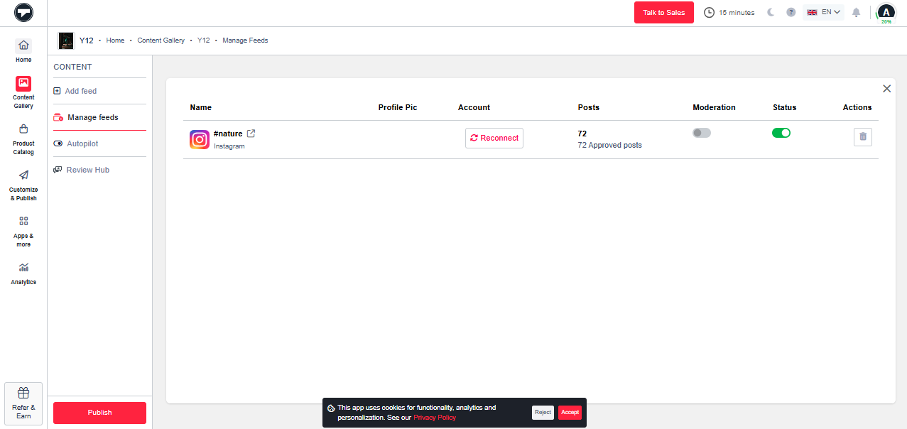 instagram feed not connected