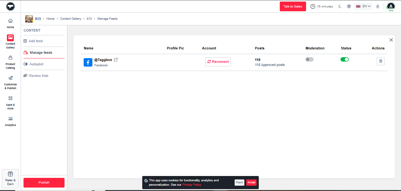 facebook feed not connected