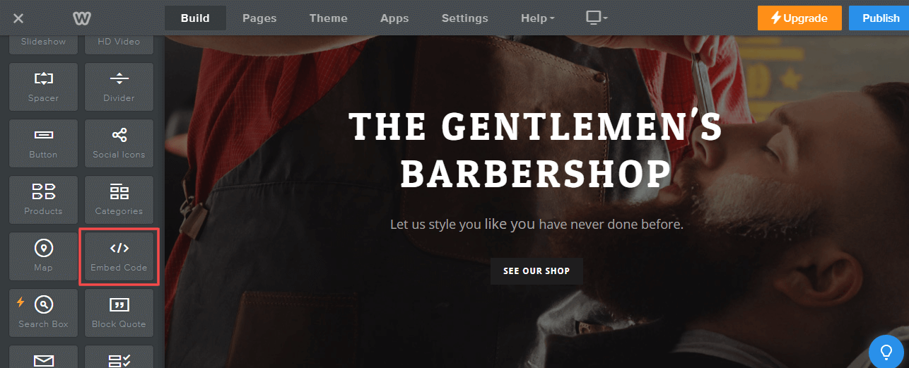 Click on the embed code option