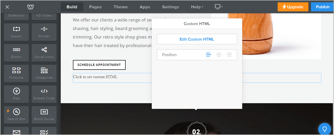 Paste the embed code in the weebly website