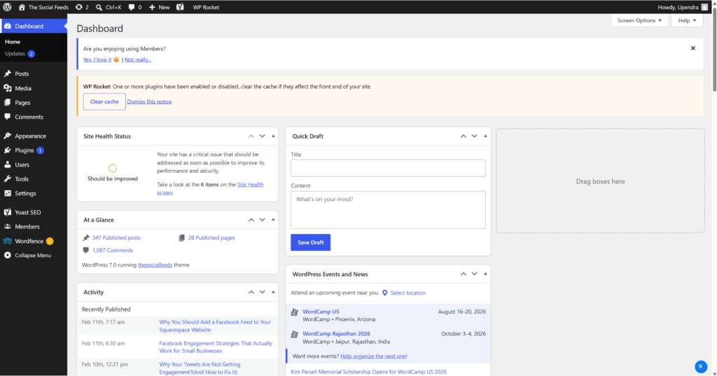 WordPress Dashboard
