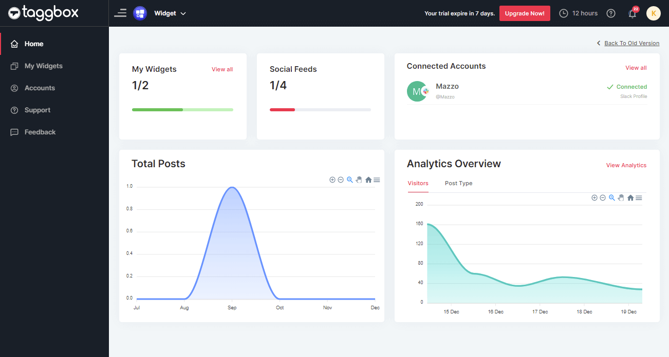 Taggbox Dashboard