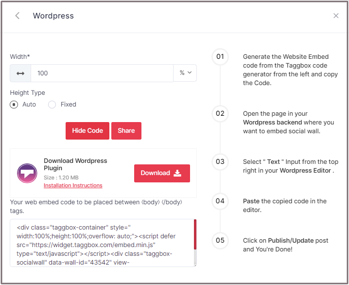 Embed Code WordPress