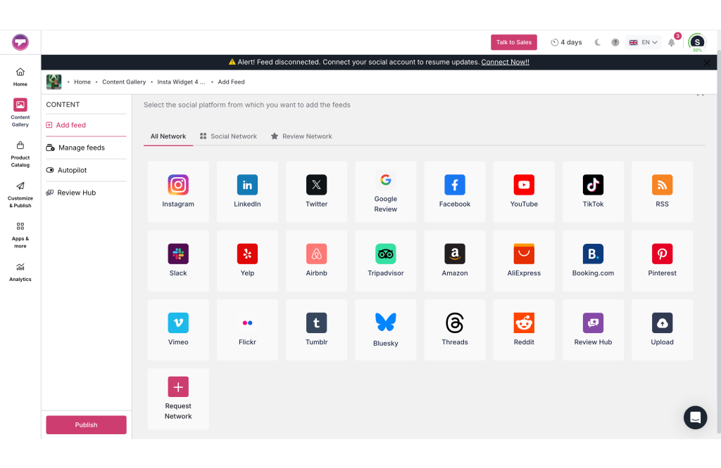 Create a Gallery and Add a Feed