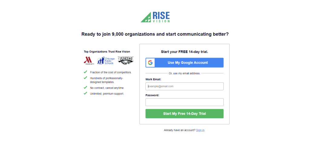 Login to Rise Vision