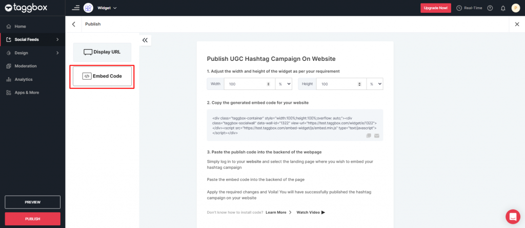 Embed Code for Hashtag Campaign