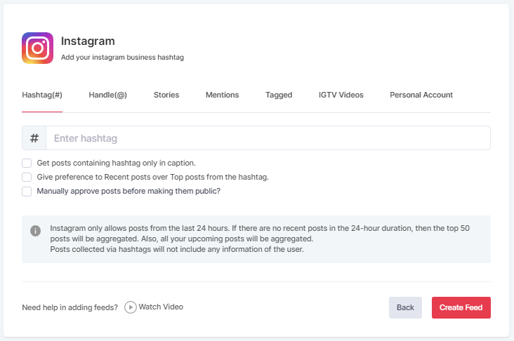 Embed Instagram Posts using Hashtag