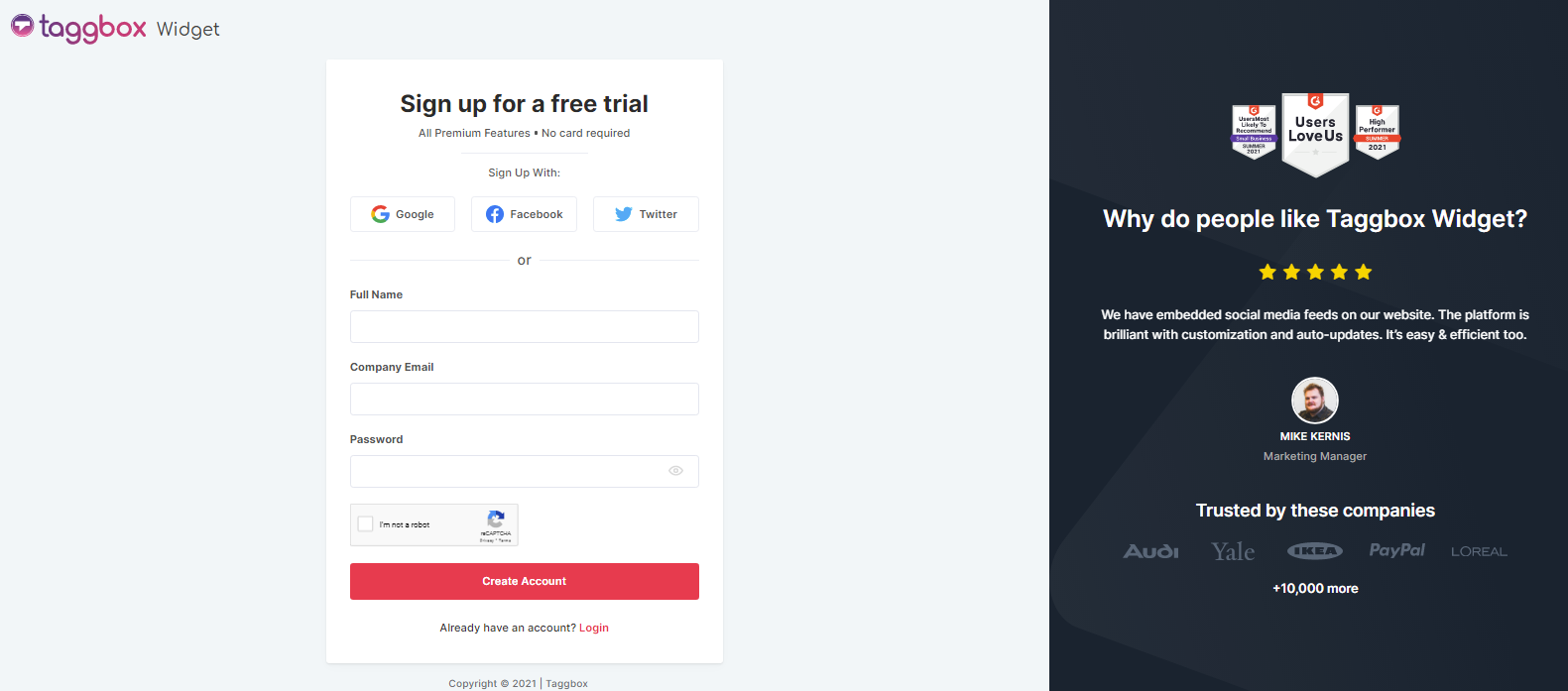 Login to Taggbox Widget