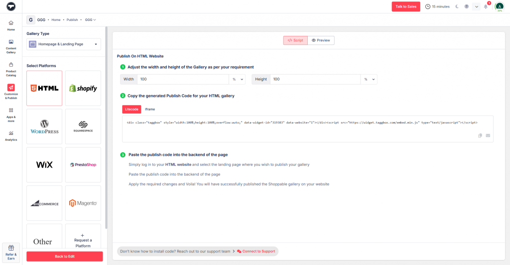 Generate Your Embed Code
