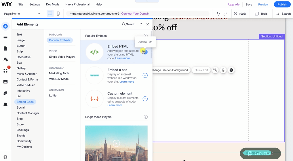 Embed HTML On Wix