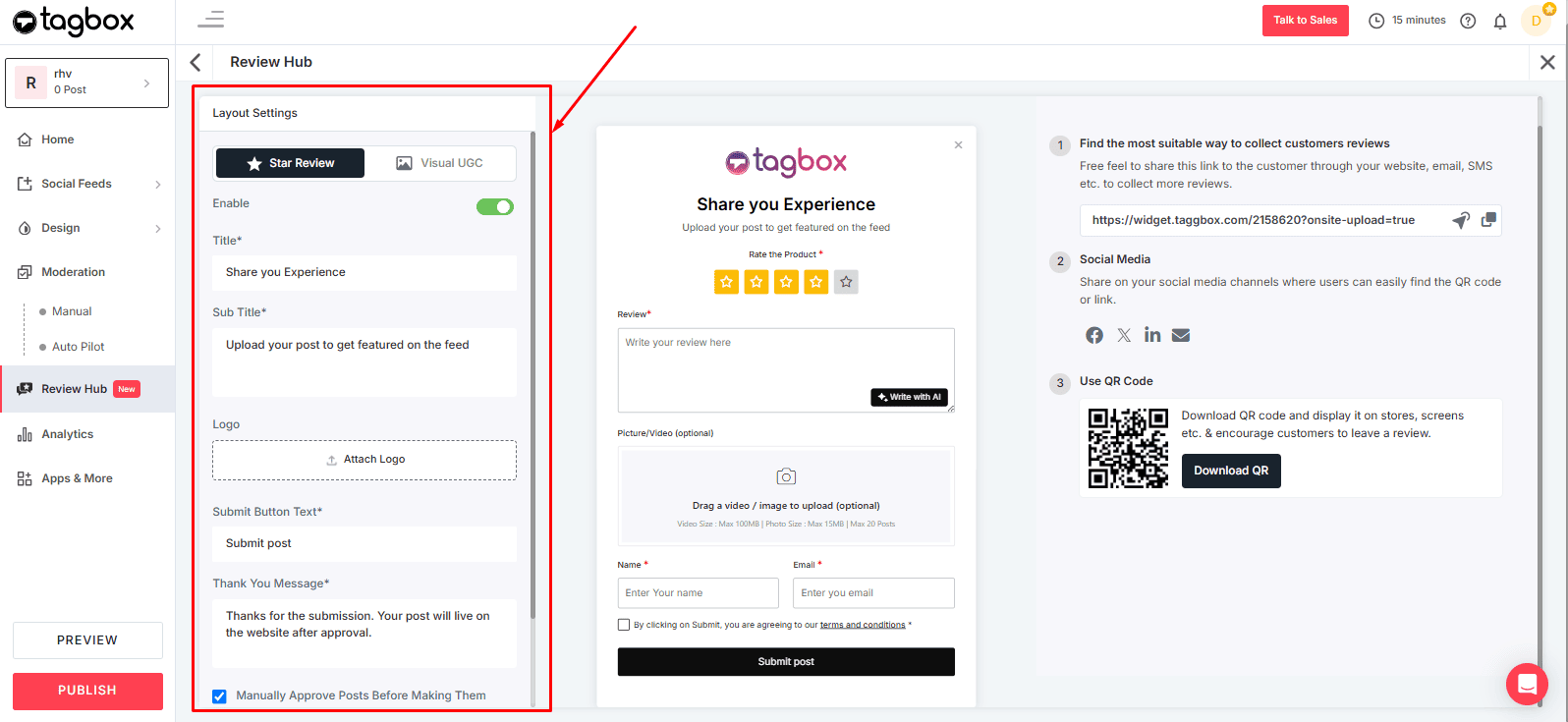 review hub form