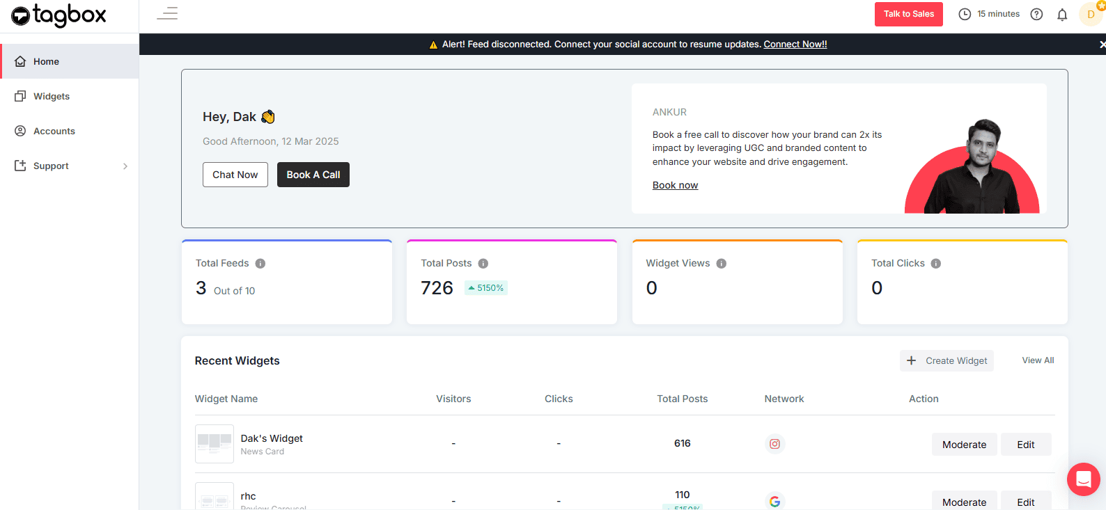 taggbox dashboard